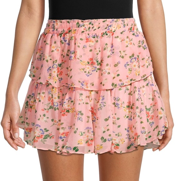 LoveShackFancy Ruffled Silk Mini Skirt - Picture 1 of 2